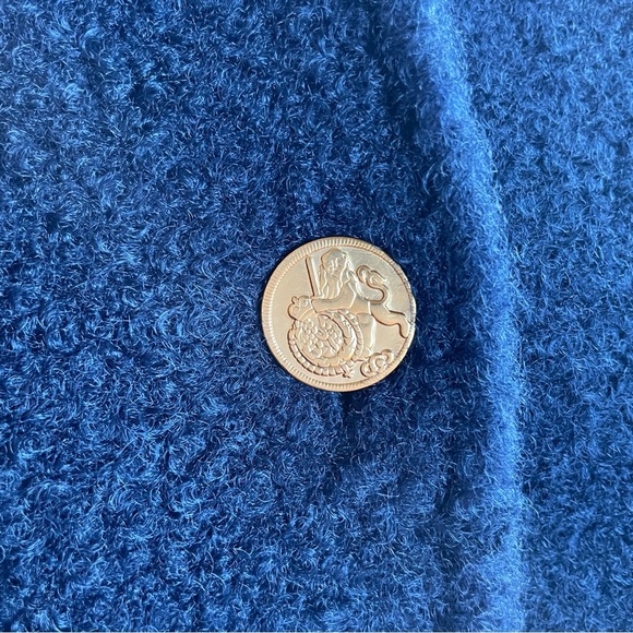 J. Crew Boucle Teddy Fleece Bomber Jacket in Navy Blue Gold Buttons size XS - Picture 15 of 16